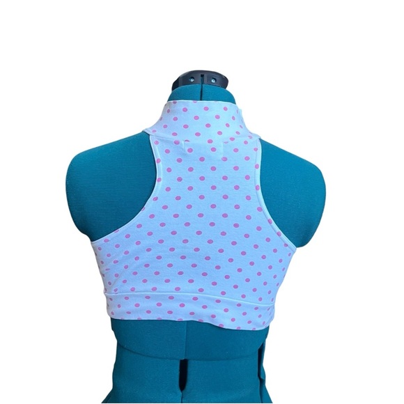 YES Clothing Pink Polka Dot Turtle Neck Sleeveless Crop Top - Picture 2 of 3